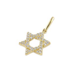 New Solid 14K Gold Star Of David Necklace Pendant